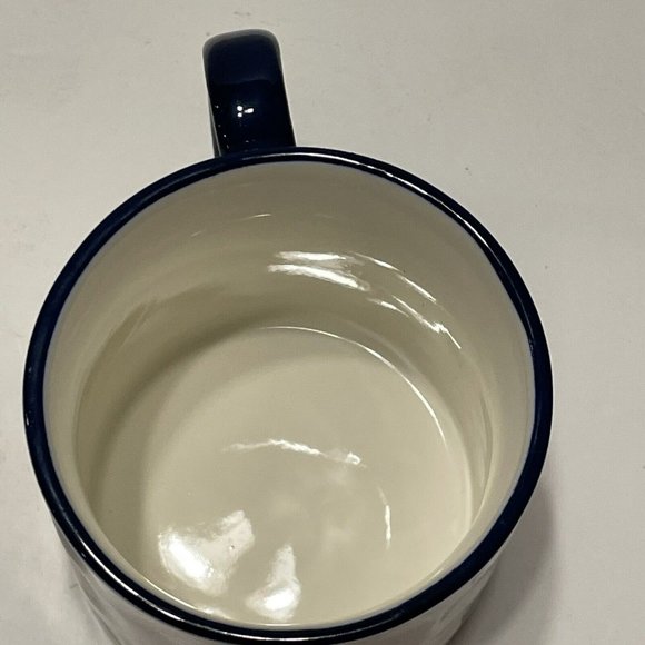 Signature Hipster Cat Kitten Flower Ceramic Coffee Mug Tea Cup Blue Rim 14oz - Picture 6 of 7